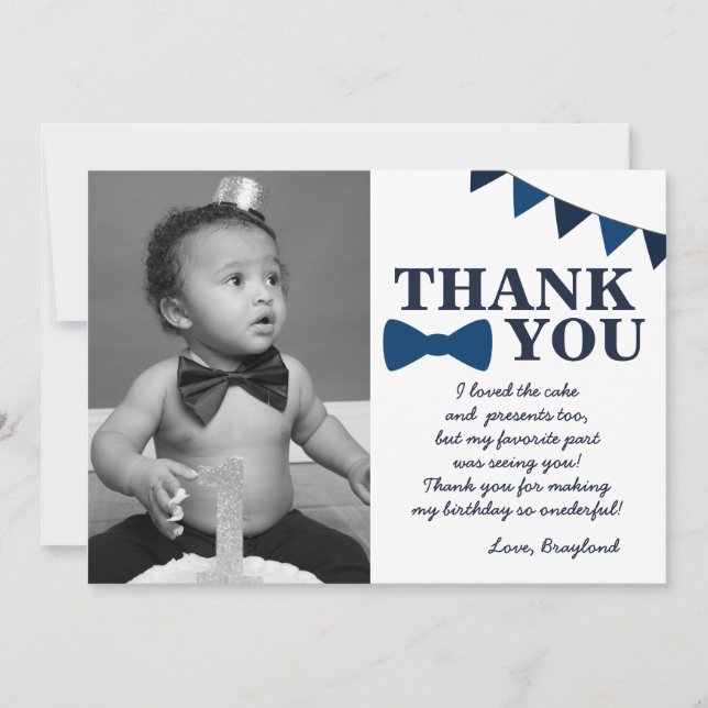M. Onederful Blue Carte de remerciements (Devant)