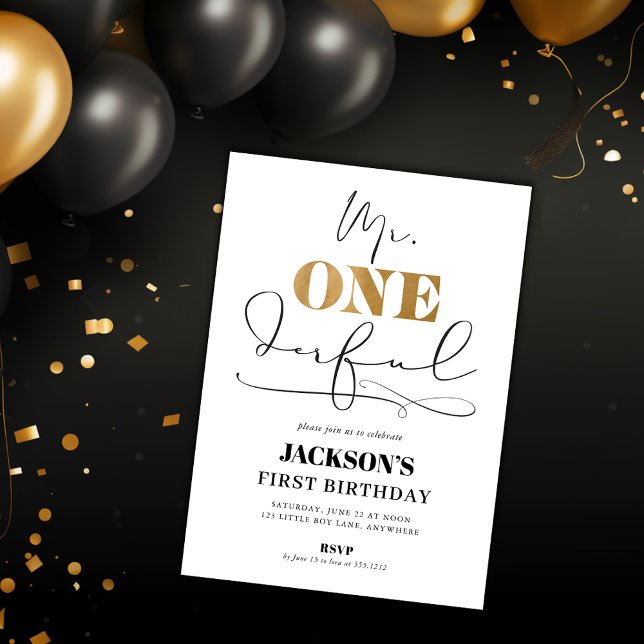 M. ONEderful Invitation de premier anniversaire (Créateur téléchargé)