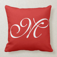 M Red Initial Pillow