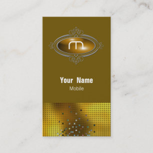 M Sequin Monogram Gold Business Card