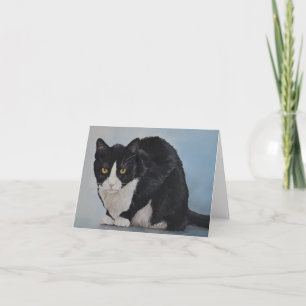 M. Tuxedo Carte Noir et Blanc Cat Art Note