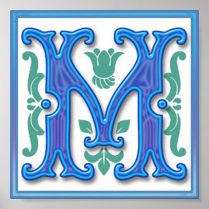 M - Vintage Letter M Poster