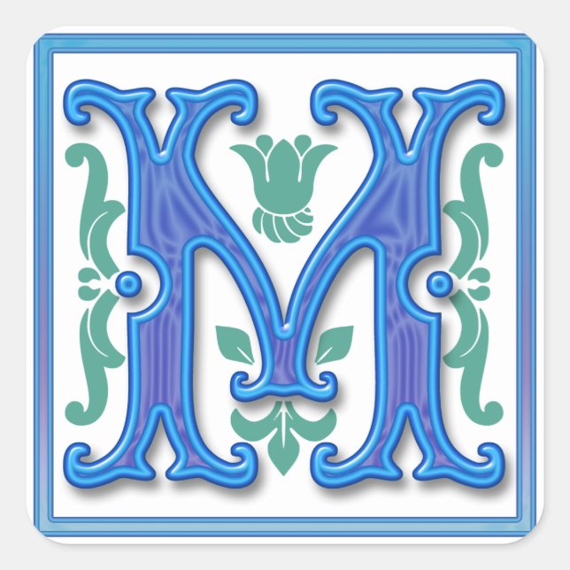 M - Vintage Letter M Square Sticker (Front)