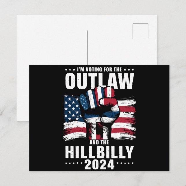 'm Voting For the Outlaw and the Hillbilly 2024 US Postcard (Front/Back)