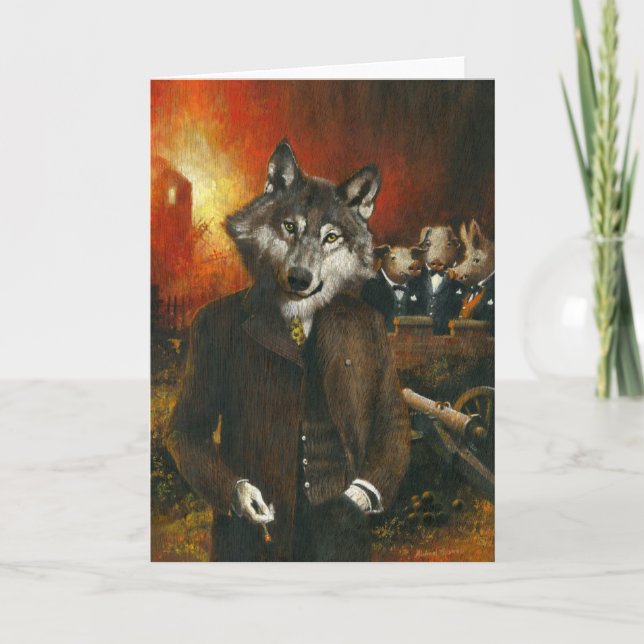 M. Wolf Et La Carte De Voeux À Trois Cochons (Devant)