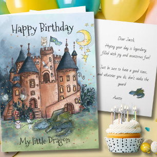 Ma carte d'anniversaire Petit Dragon Château Fan