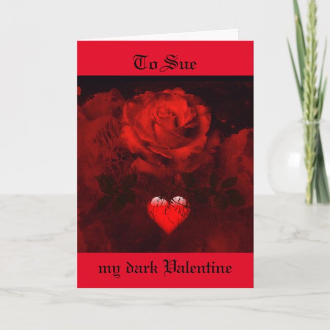Ma carte de Saint-Valentin noire rose rouge (Devant)
