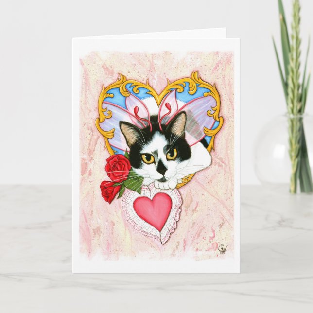Ma carte de voeux féerique féline de chat de (Devant)