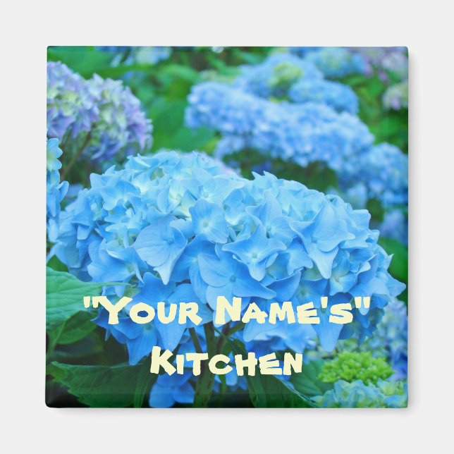 Ma cuisine ! aimants Fleurs d'hydrangea bleues (Devant)