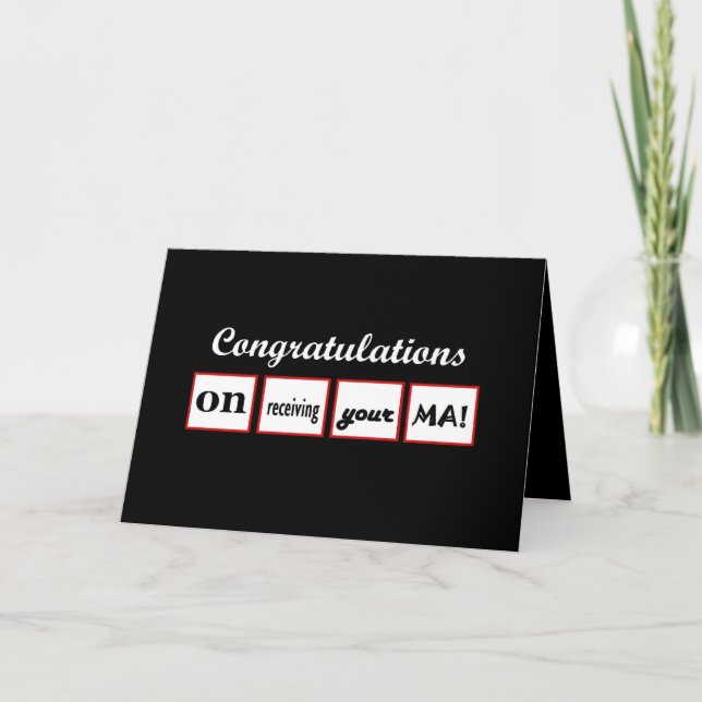 MA Degree - CUSTOM NAME Congratulations - Card (Front)