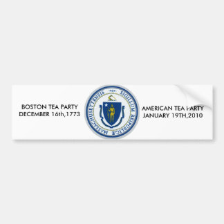 ma flag, AMERICAN TEA PARTYJANUARY 19TH,2010, B... Bumper Sticker