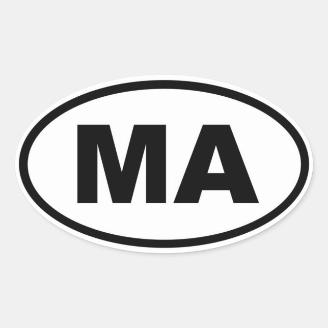 MA Massachusetts Oval Sticker (Front)