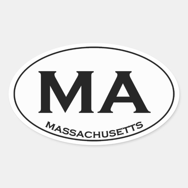 MA - Massachusetts USA Oval Logo Oval Sticker (Front)