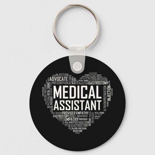 MA Medical Assistant Heart Love T Shirt Gift Clini Keychain (Front)