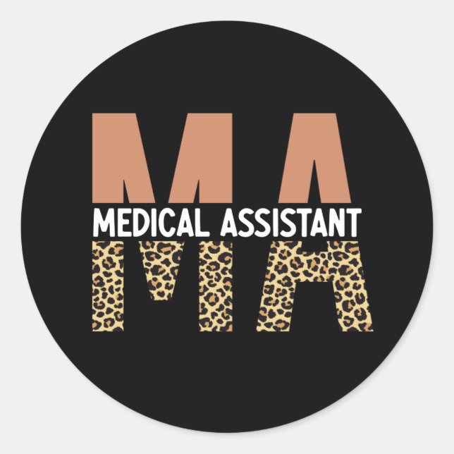 MA Medical Assistant Leopard Print Classic Round Sticker (Front)