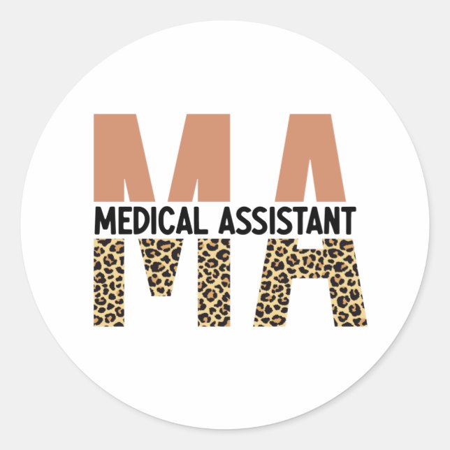 MA Medical Assistant Leopard Print Classic Round Sticker (Front)
