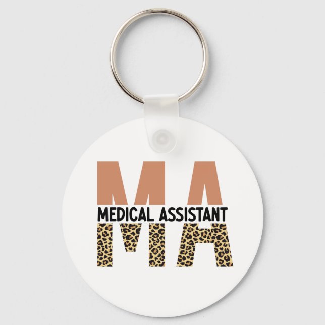 MA Medical Assistant Leopard Print Keychain (Front)