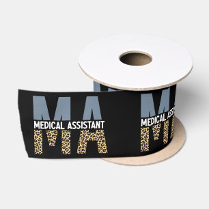 MA Medical Assistant Leopard Print Satin Ribbon