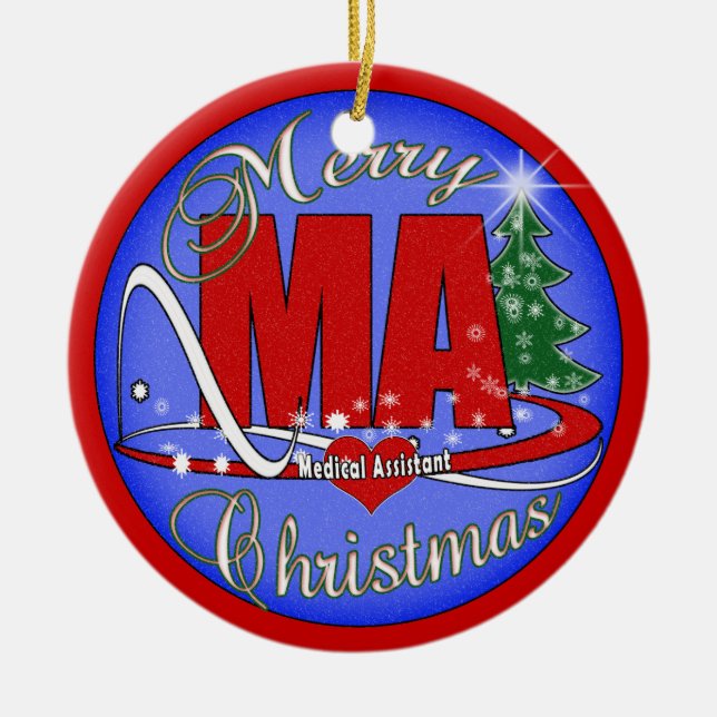 MA MEDICAL ASSISTANT MERRY CHRISTMAS ORNAMENT (Front)
