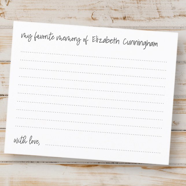 Ma mémoire préférée Funérailles Carte d'assiduité  (Créateur téléchargé)