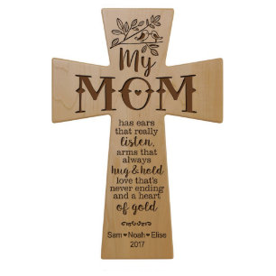 Ma mère écoute la Croix en bois d'érable de 12