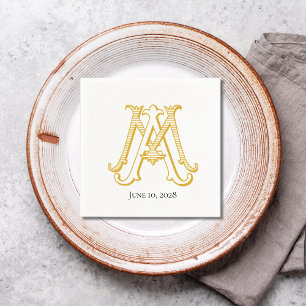 MA or AM monogram cocktail napkins