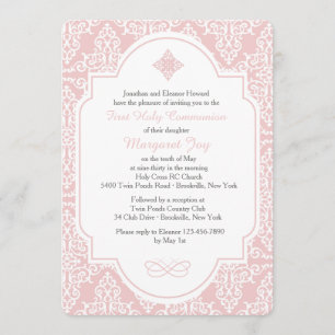 Ma première invitation rose Communion