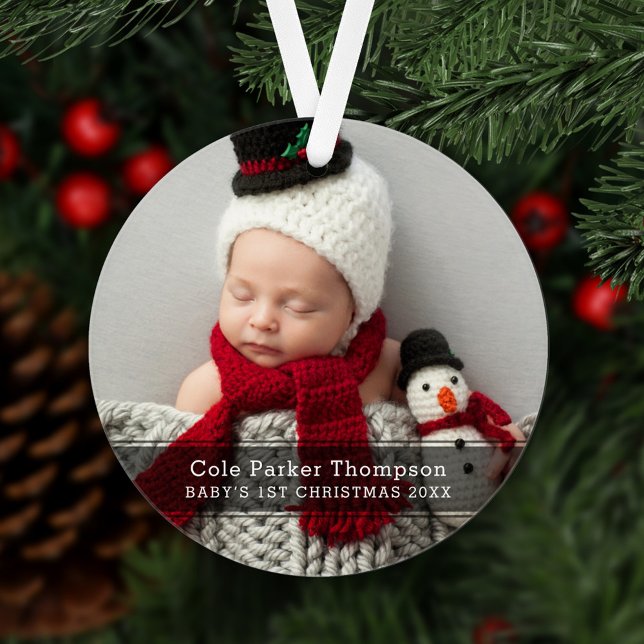 Ma première photo de Noël Black Stripe personnalis (Créateur téléchargé)
