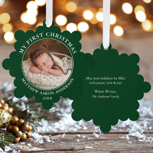 Ma première photo de Noël Carte Ornement Vert