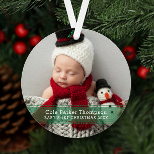 Ma première photo de Noël Green Stripe personnalis