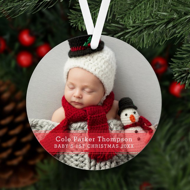 Ma première photo de Noël Red Stripe personnalisée (Créateur téléchargé)