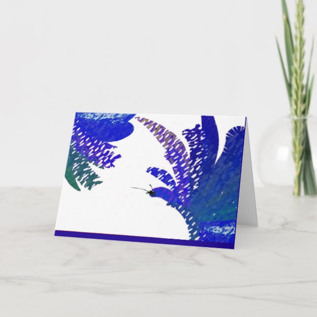 Ma propre carte de note papillon.  Nuances de bleu (Devant)