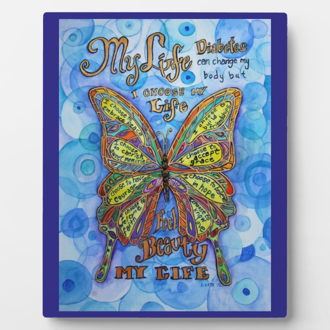 Ma vie Diabète Papillon d'art Poème Plaque cadeau (Devant)