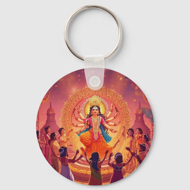 Maa Durga – The Heart of Dussehra Celebrations Keychain (Front)