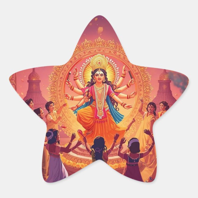 Maa Durga – The Heart of Dussehra Celebrations Star Sticker (Front)