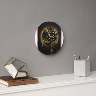 Maa Ka Pyar Pure Gold - Dripping Gold Luxury Wall  Round Clock