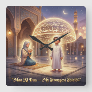 Maa Ki Dua Protection Dome | Islamic Mother’s Day  Square Wall Clock