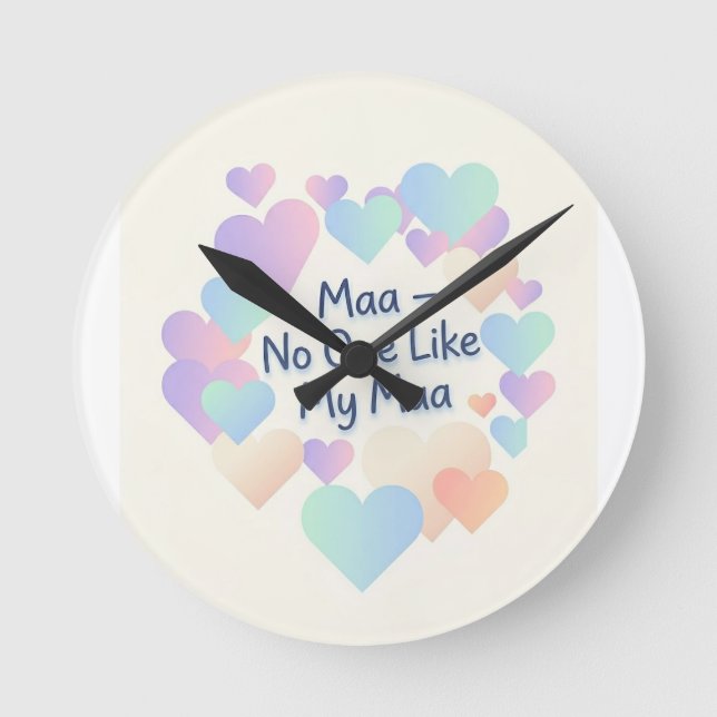 Maa No One Like My Maa - Pastel Heart wall clock | (Front)