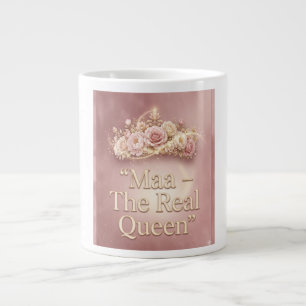 Maa The Real Queen - Floral Crown Mug   Blush Pink