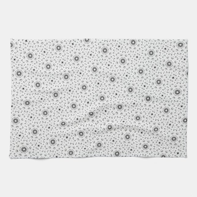 Maacah001 B&W abstract doodle Kitchen Towel (Horizontal)
