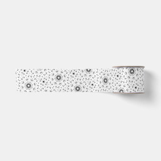 Maacah001 B&W abstract doodle Satin Ribbon