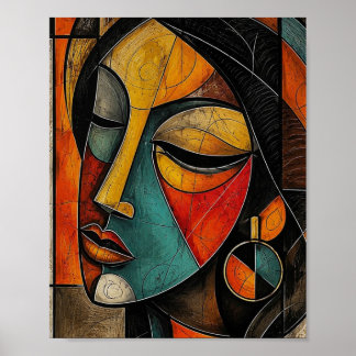 MAASAI Abstract Cubist Woman Portrait  Poster
