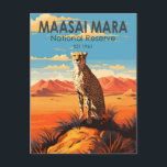 Maasai Mara National Reserve Cheetah Travel Art Postcard<br><div class="desc">Maasai Mara vector artwork design. Maasai Mara National Reserve is an area of preserved savannah wilderness in southwestern Kenya,  along the Tanzanian border. Its animals include lions,  cheetahs,  elephants,  zebras and hippos.</div>
