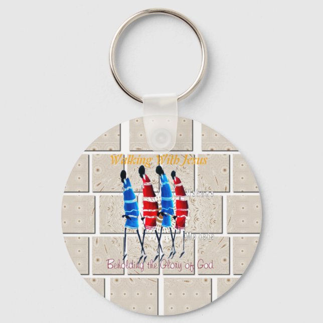 Maasai Morans Christian Art Print Keychain (Front)
