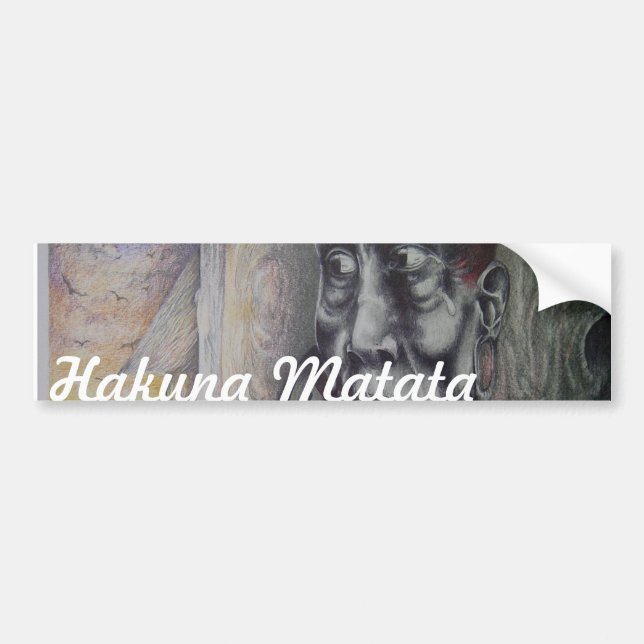Maasai Mother & Child with Lion Art Print/Graphic Bumper Sticker (Front)