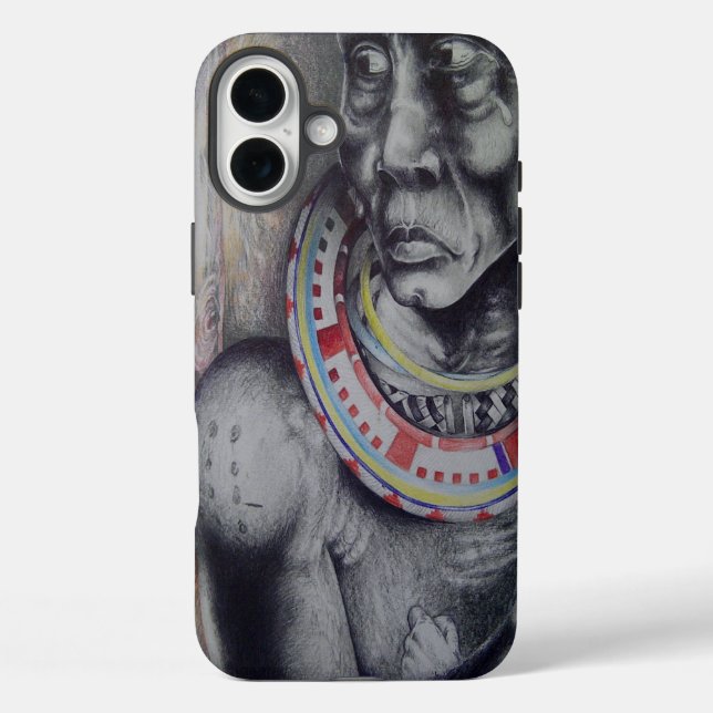 Maasai Mother & Child with Lion Art Print/Graphic  Case-Mate iPhone Case (Back)