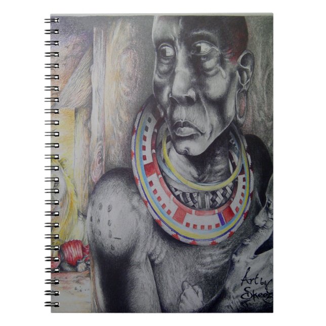 Maasai Mother & Child with Lion Art Print/Graphic Notebook (Front)