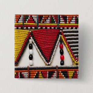 Maasai Tribal Beadwork 2 Inch Square Button