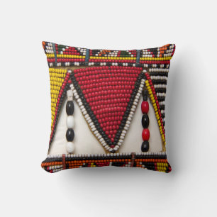 Maasai Tribal Beadwork Throw Pillow