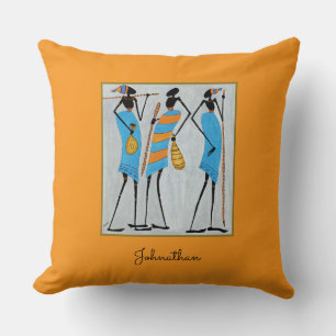 Maasai Warriors, Kenya, African Art Throw Pillow